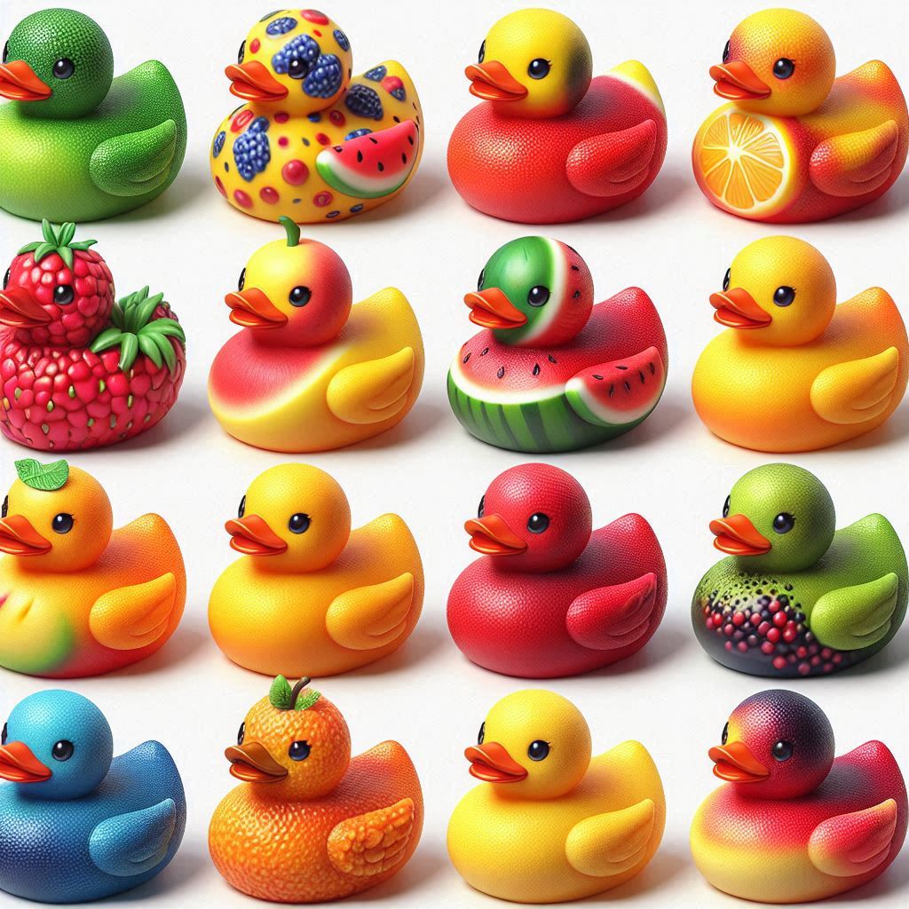 fruit looking rubber ducks